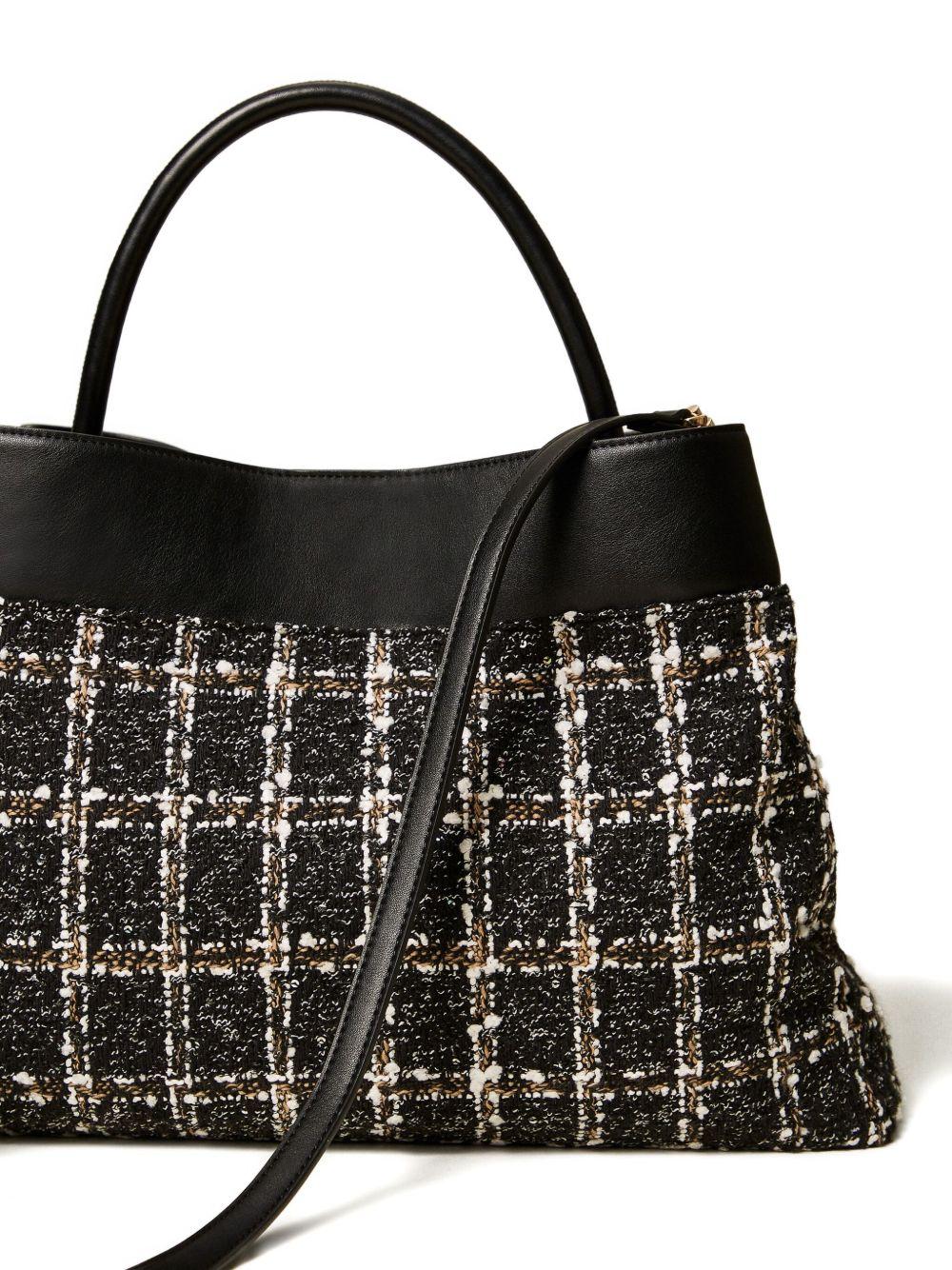 Borsa Tote Nera inTweed a Quadri con Tracolla Rimovibile 252TD8270 04253 TWINSET 