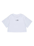 White T-shirt with logo print and round neckline