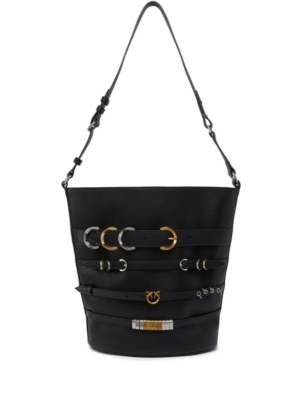 Borsa Secchiello belts nera