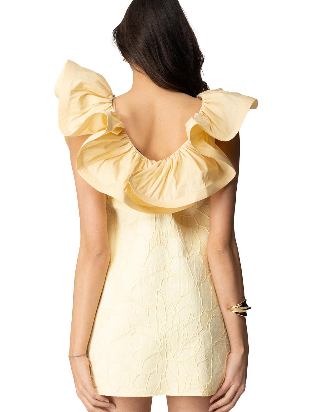Abito in jacquard floreale con ruche lemonade