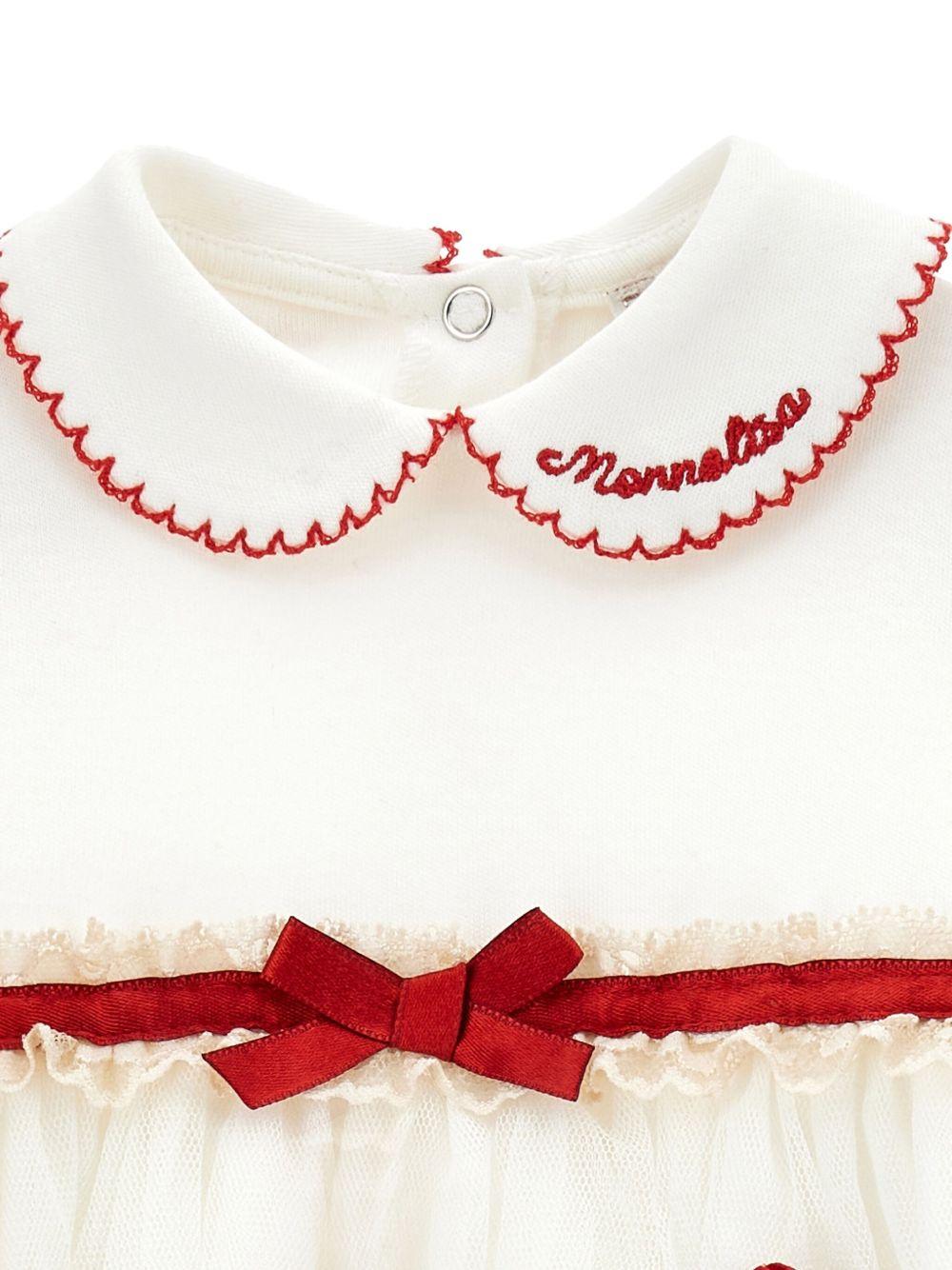 Shorties bianchi di cotone con logo ricamato e applique floreali 35F2116000 0143 MONNALISA KIDS 