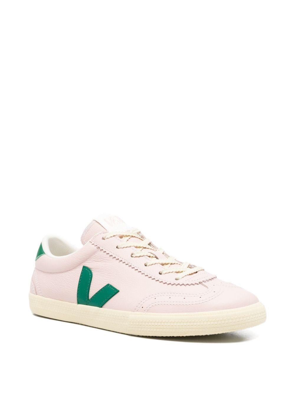 Sneakers in pelle con logo a V VO2021431 ROSAVERDE VEJA 