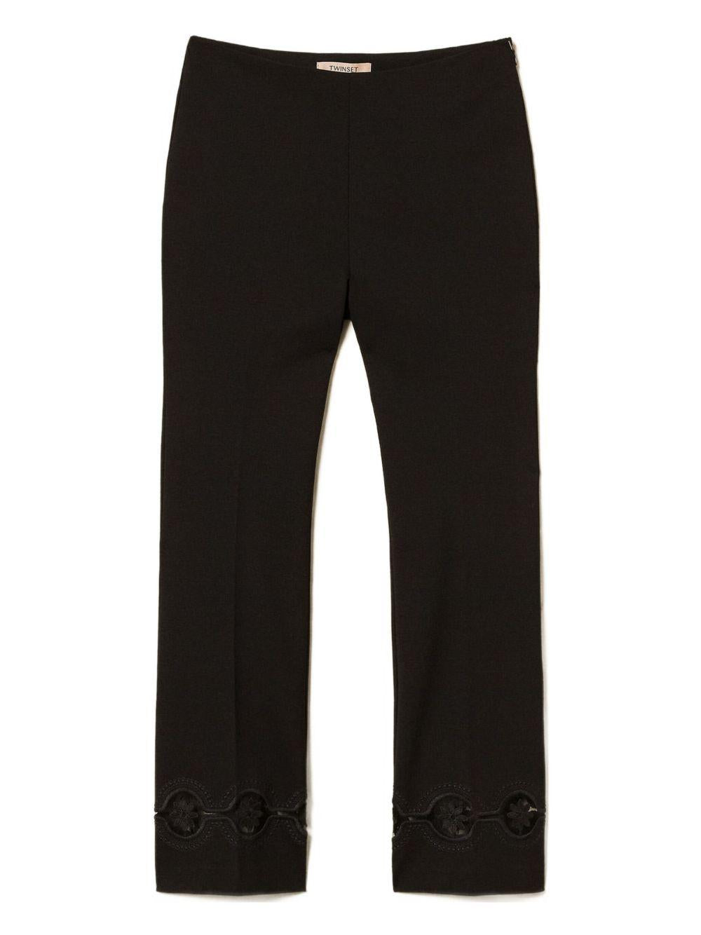 Pantaloni Neri in Pizzo Floreale 252TP2101 00006 TWINSET 