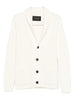 Cardigan bianco in misto lana con scollo a scialle