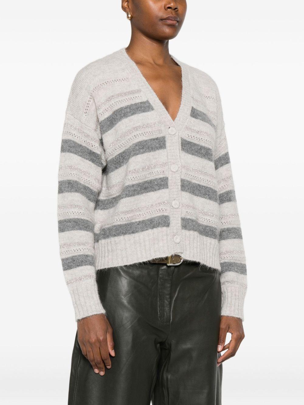 Cardigan Grigio a Righe 252TT3070 13008 TWINSET 
