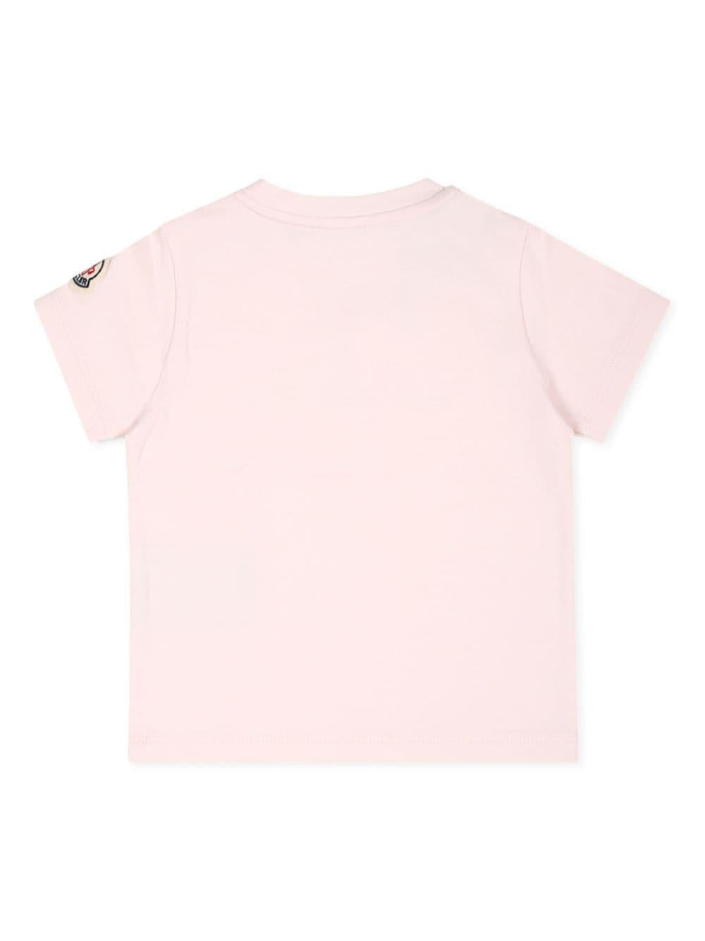 T-shirt rosa logo glitter frontale neonata 9518C000018790N 503 MONCLER KIDS 