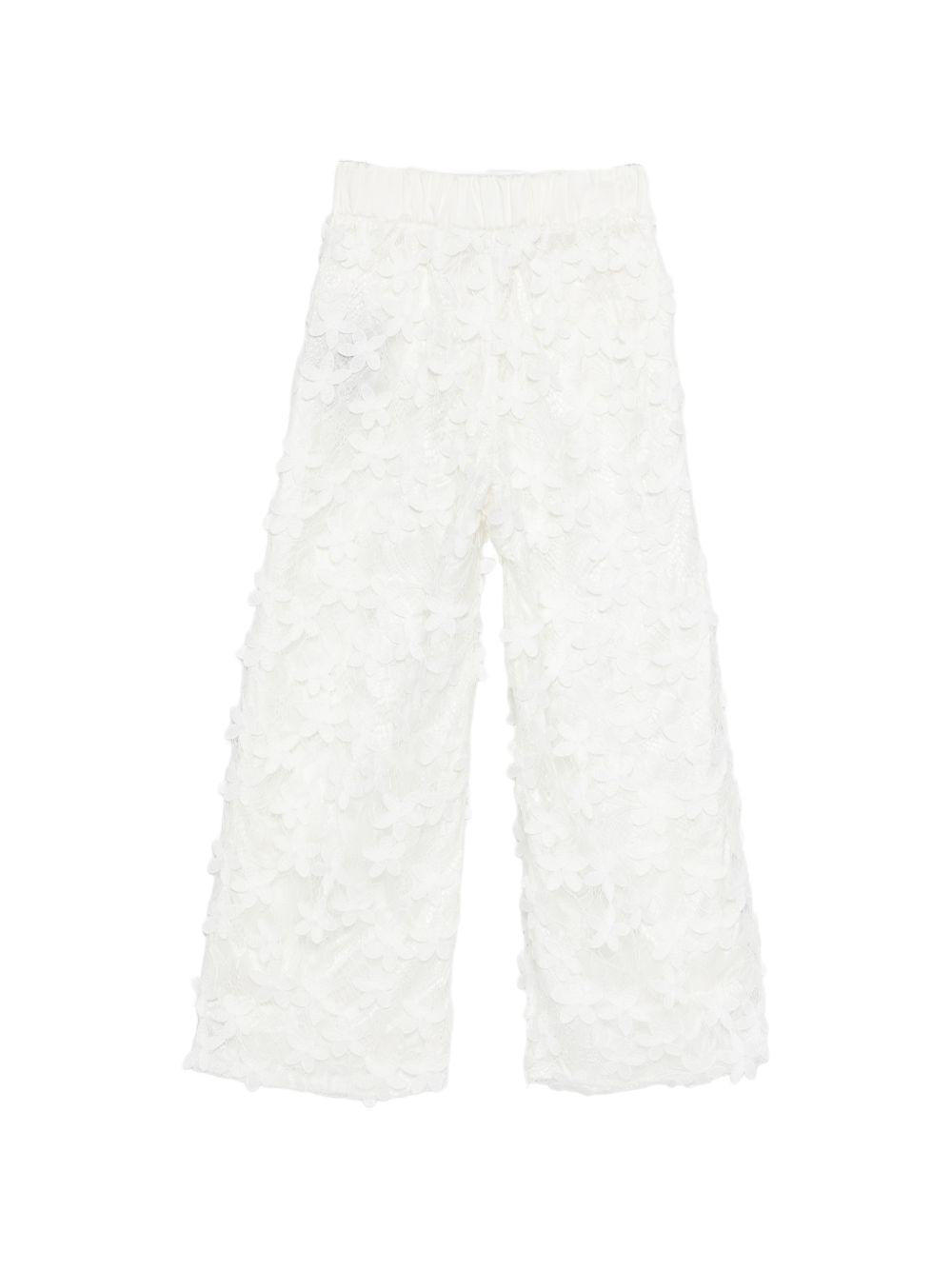 Pantaloni in pizzo con bottoni dorati BY6B80U0263 100 BALMAIN KIDS 