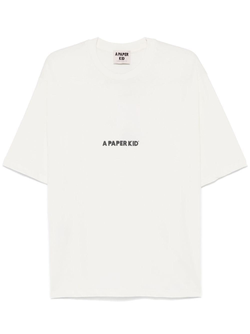 T-shirt bianca logo centrale fronte/retro