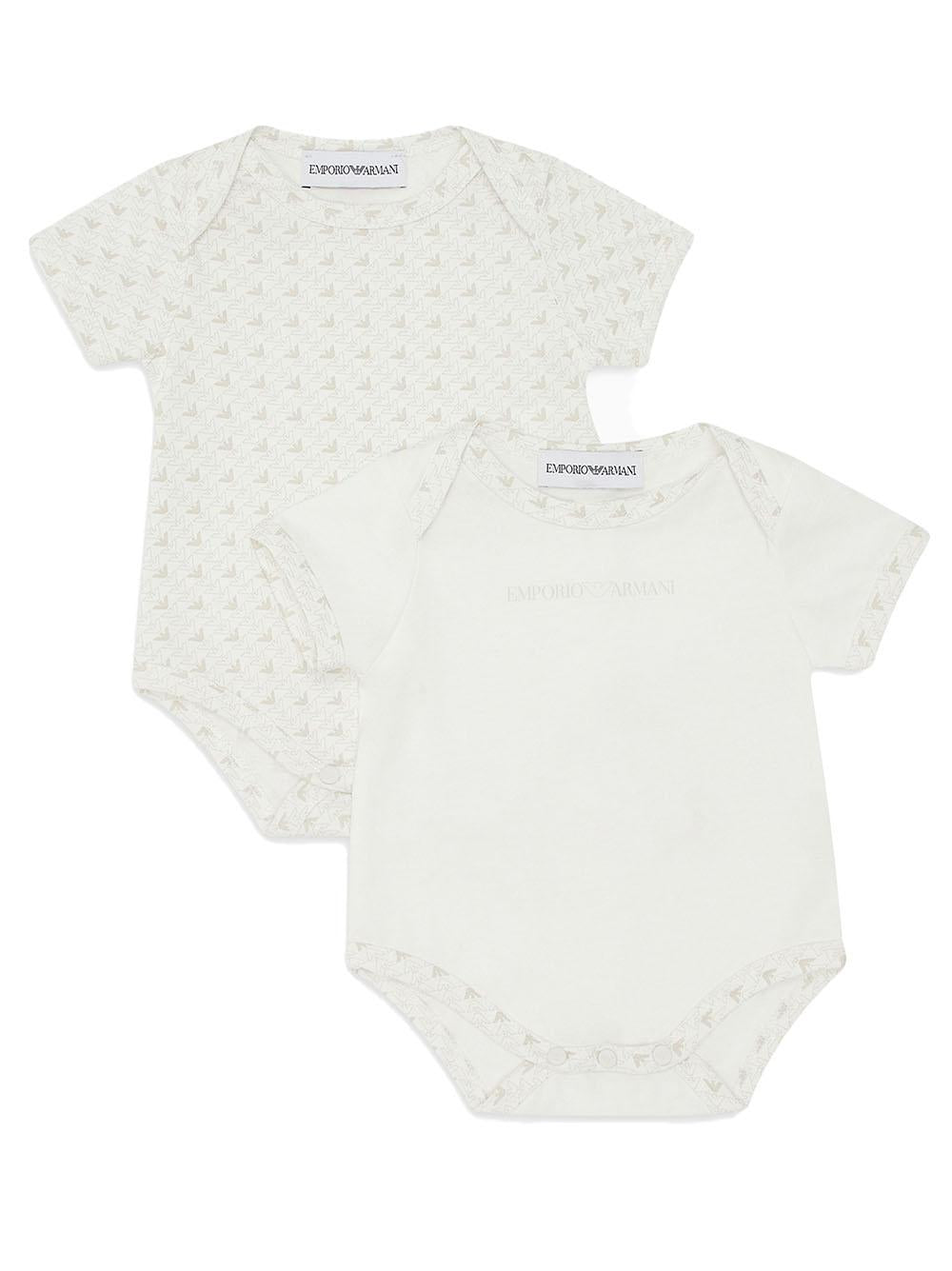 Set body beige logati neonato (2pz) EY000010AF10913 F1014 EMPORIO ARMANI KIDS 