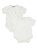 Set of beige baby bodysuits with logo (2 pieces)