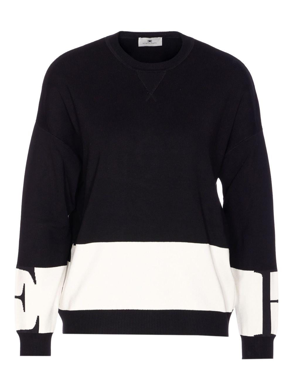 Felpa Nera Girocollo con Maniche Lunghe MK01S56E2 EF3 ELISABETTA FRANCHI 