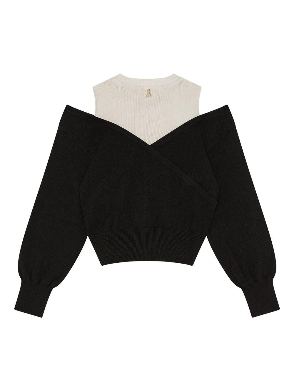 Maglia con canotta nera/bianca 7K0042K202 I258 PATRIZIA PEPE GIRL 
