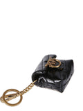 Portachiavi trapuntato in pelle con charm