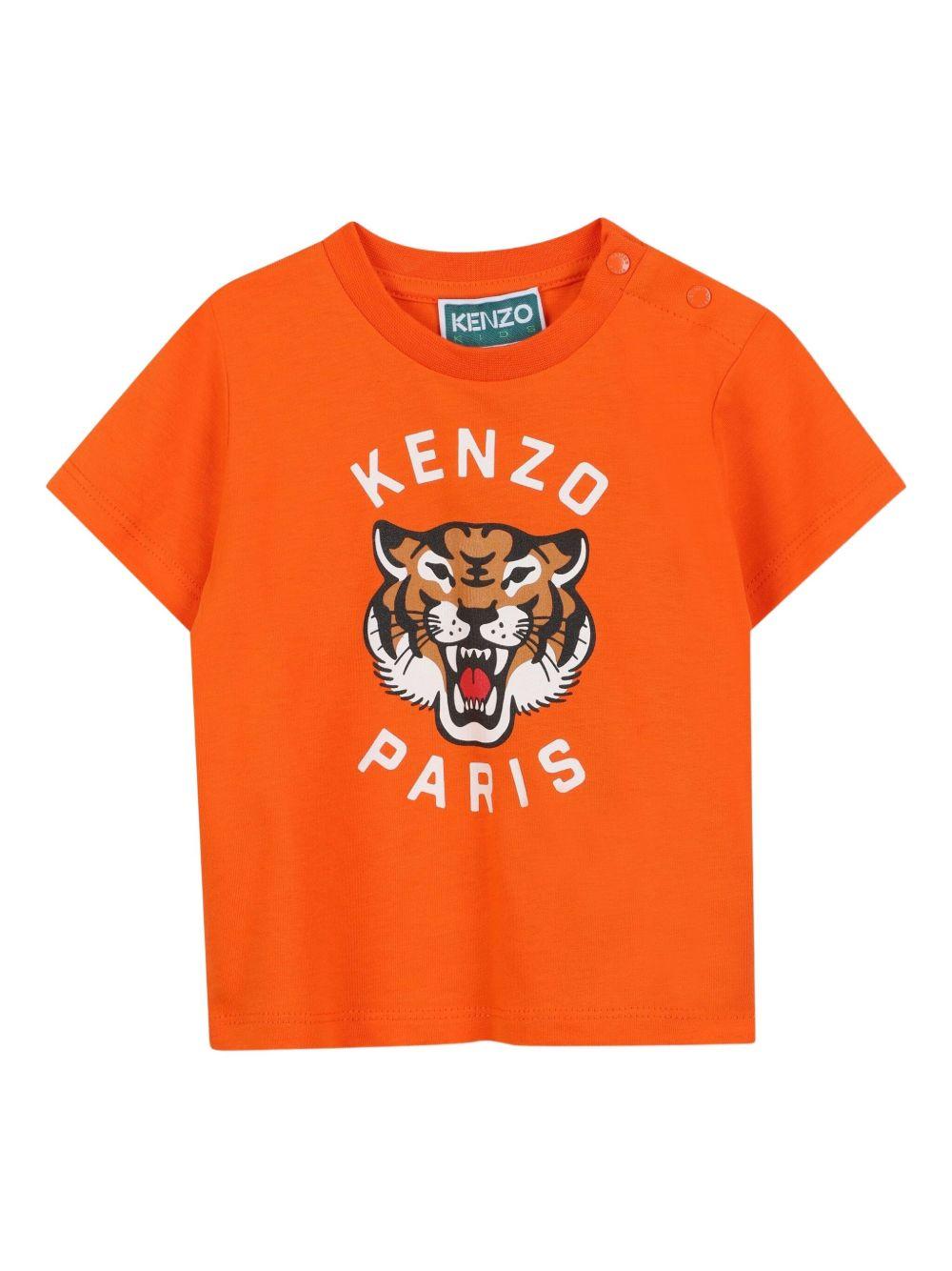 T-shirt con Stampa Tigre e Logo K61300 42F KENZO KIDS 