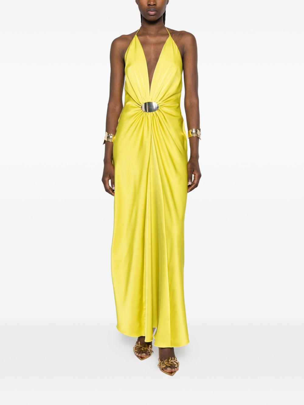 Abito lungo in poliestere con scollo all'americana P26CEAB11201 V0780 SIMONA CORSELLINI 