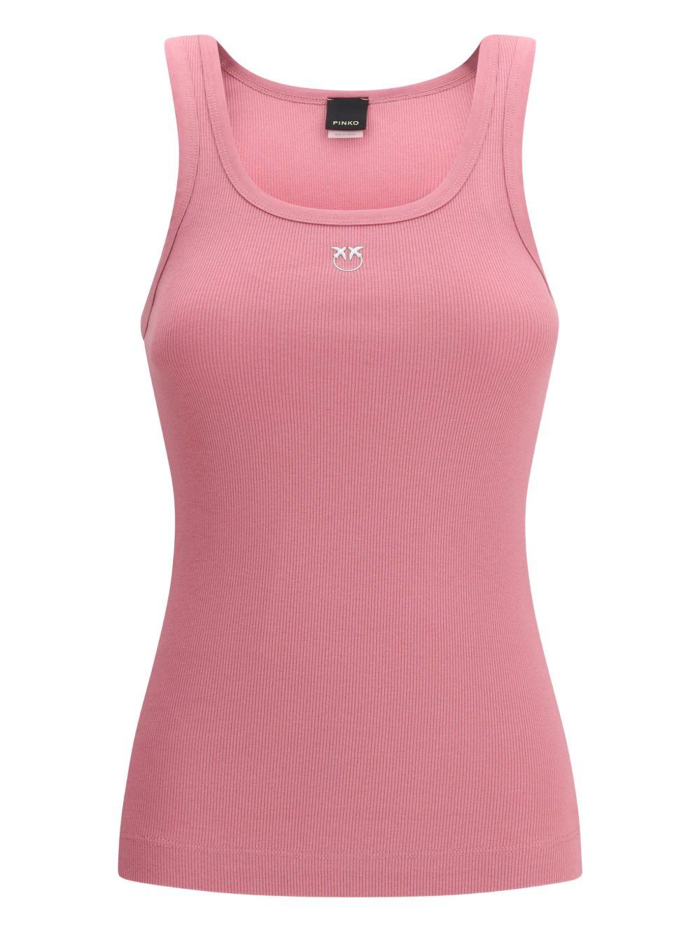 Canotta in cotone costine rosa 100807A338 Q48 PINKO 