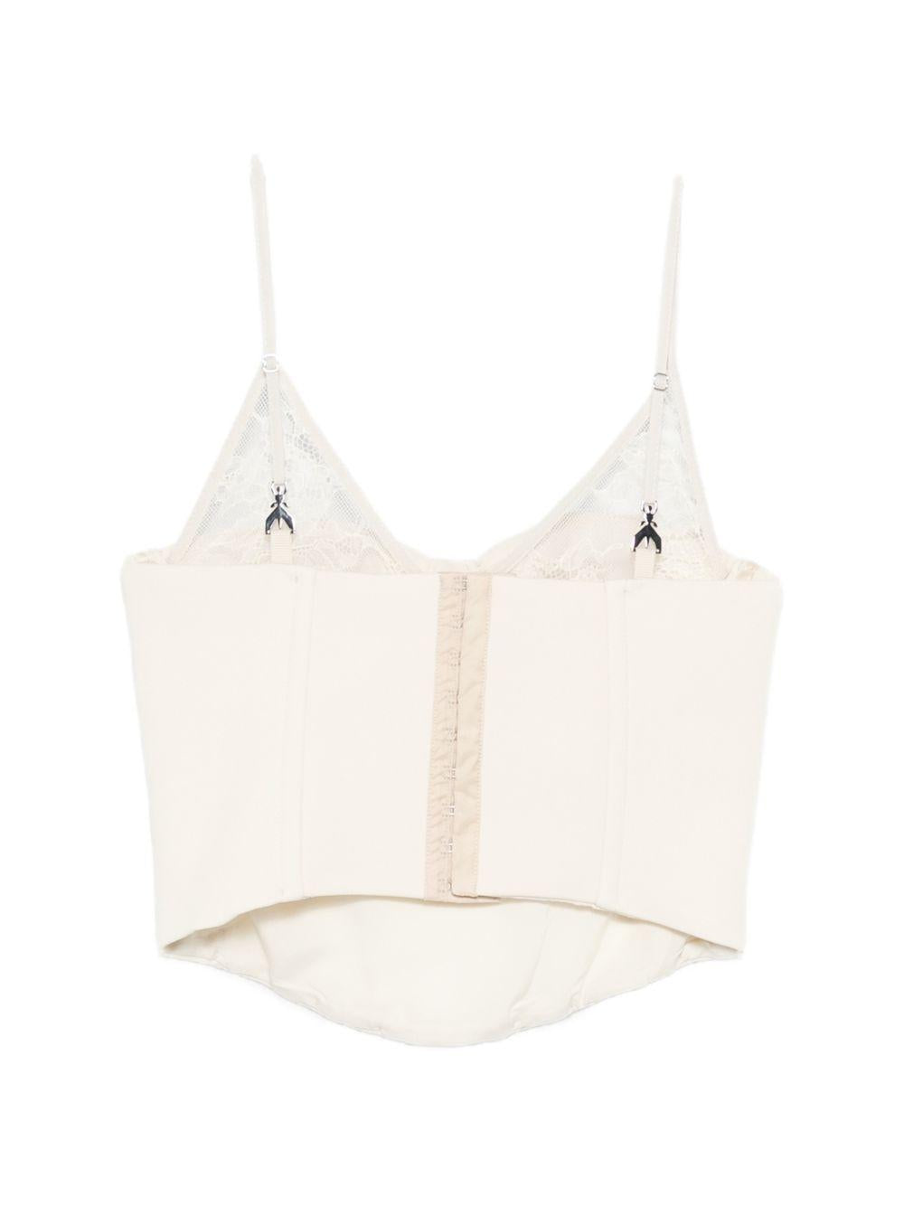 Top bustier in poliestere avorio con dettagli pizzo 8C0830A6F5 W409 PATRIZIA PEPE 