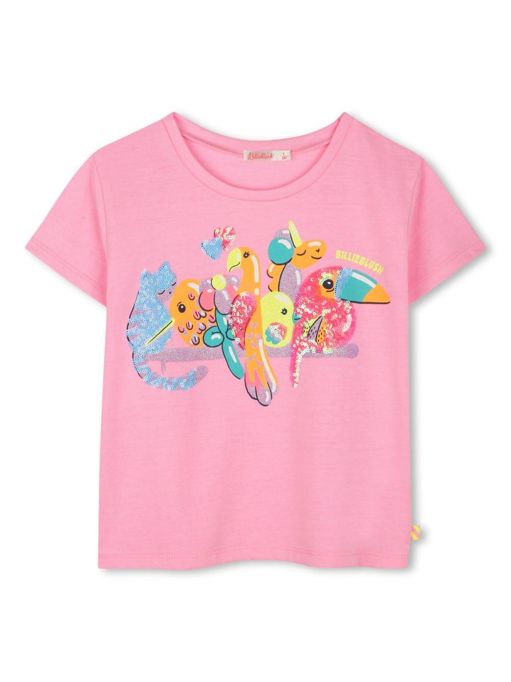 T-shirt rosa tucano paillettes