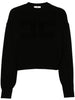 Felpa nera cropped logo monogram ricamo