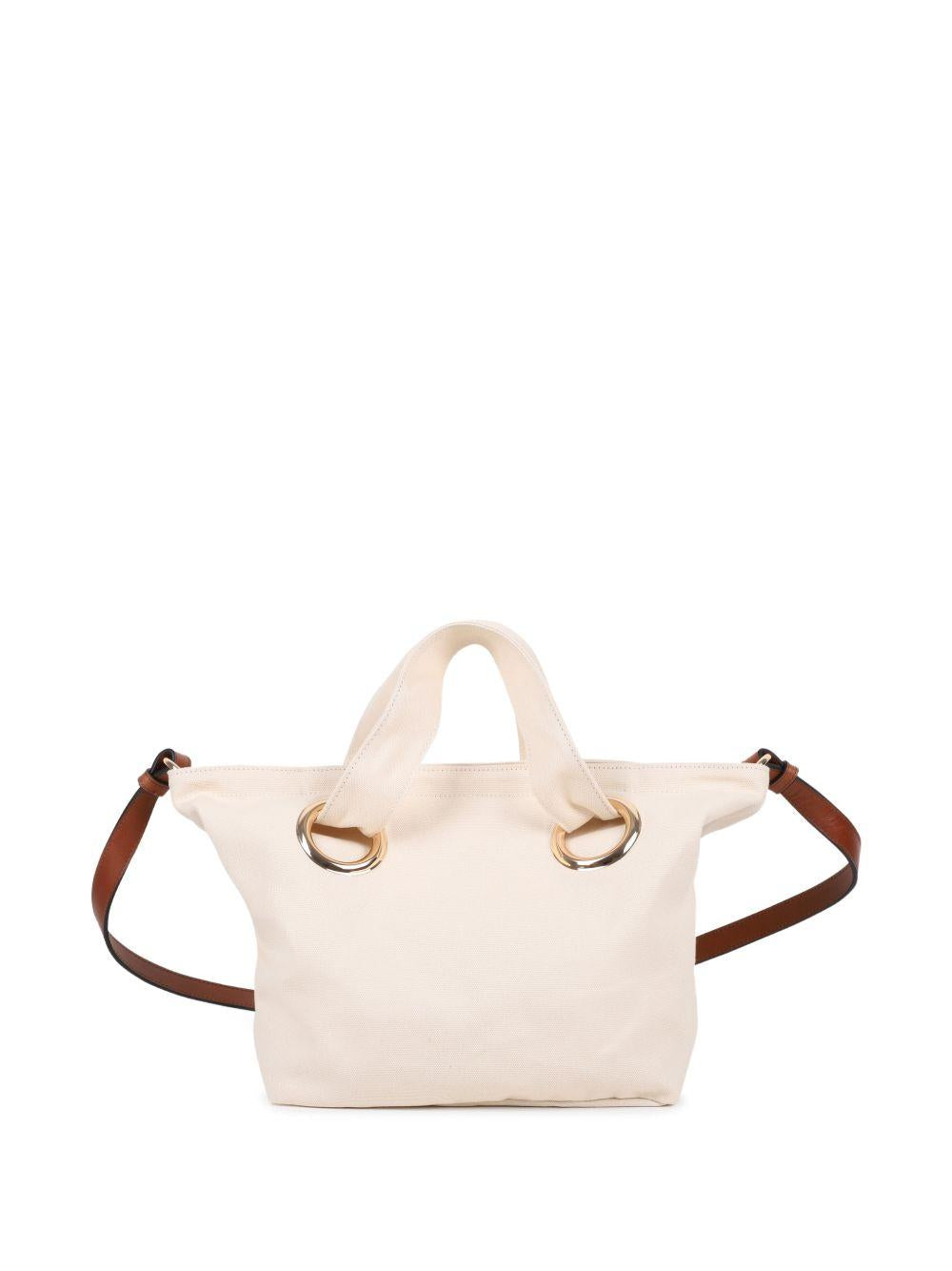 Borsa a spalla in cotone ecru con tracolla C20872 148 CHLOE KIDS 
