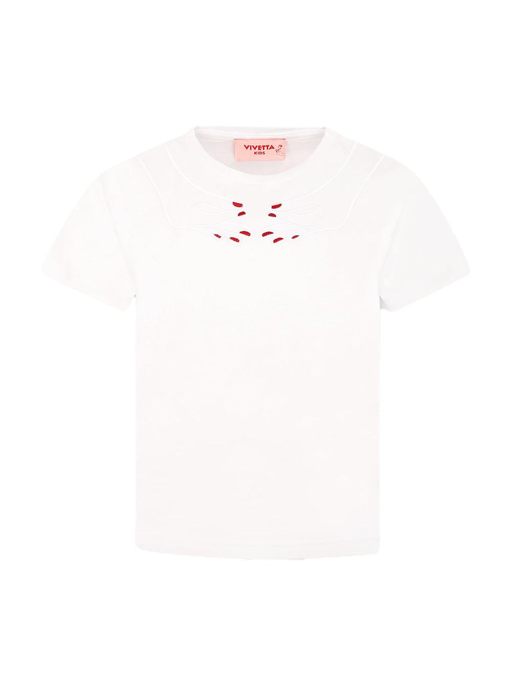 T-shirt bianca con ricamo mani VE2504 B VIVETTA KIDS 