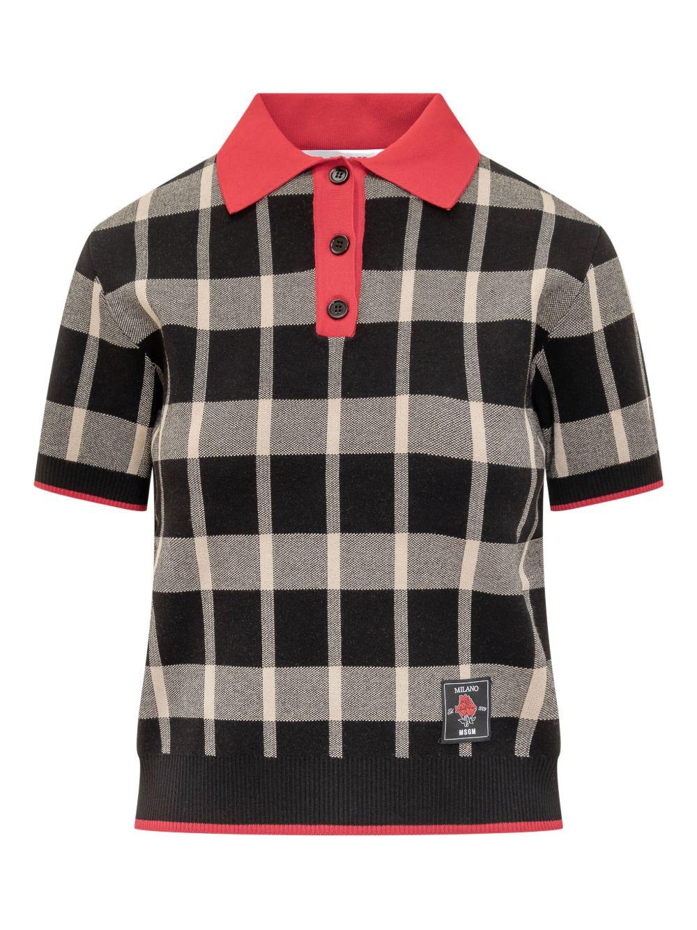Polo nera e beige a quadri 3941MDM198257775 99 MSGM 