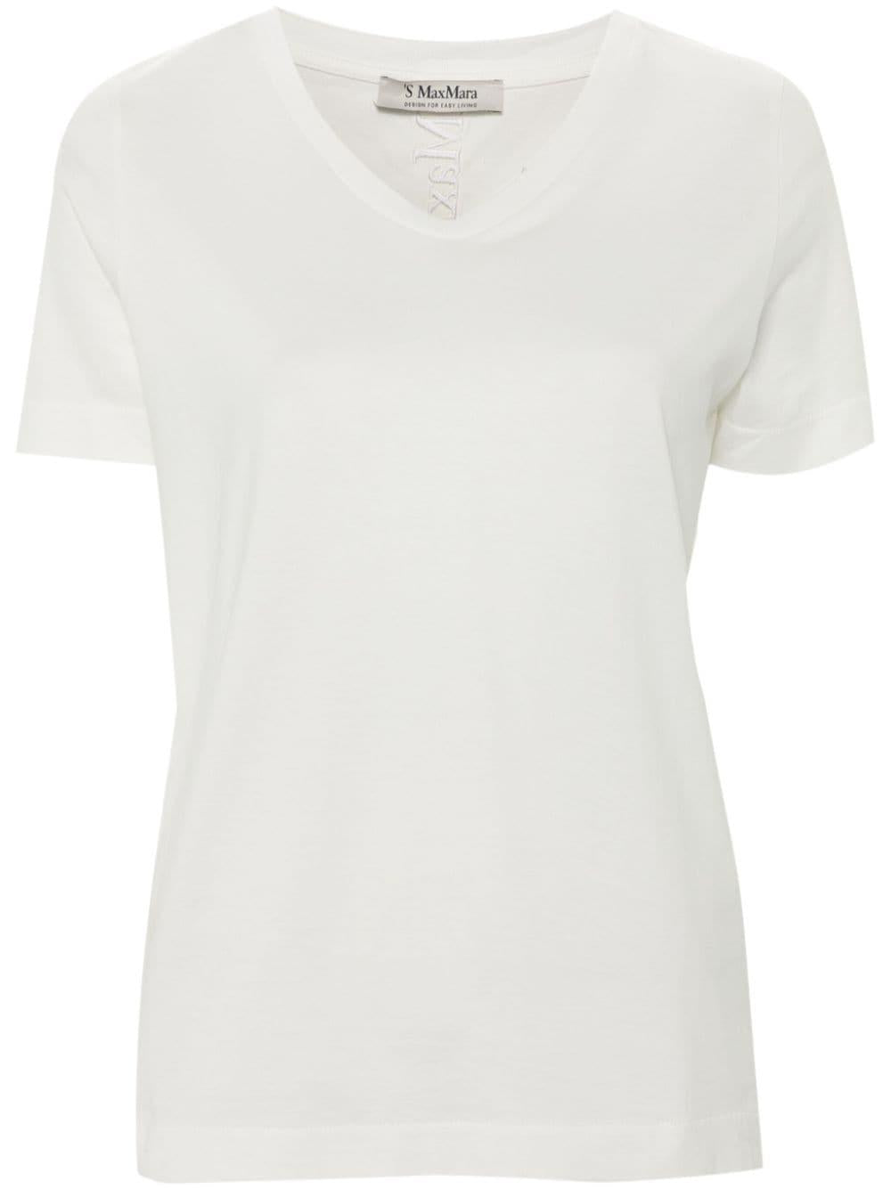 T-shirt bianca logo ricamato sul retro 2419971013600 007 MAX MARA 