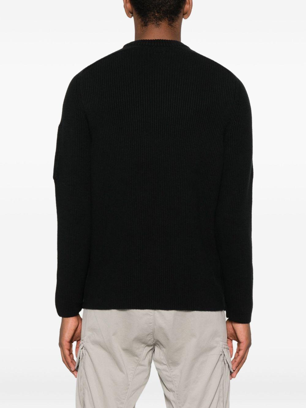 Maglione Nero in Cotone a Coste 19CMKN015A006608A 999 CP COMPANY 