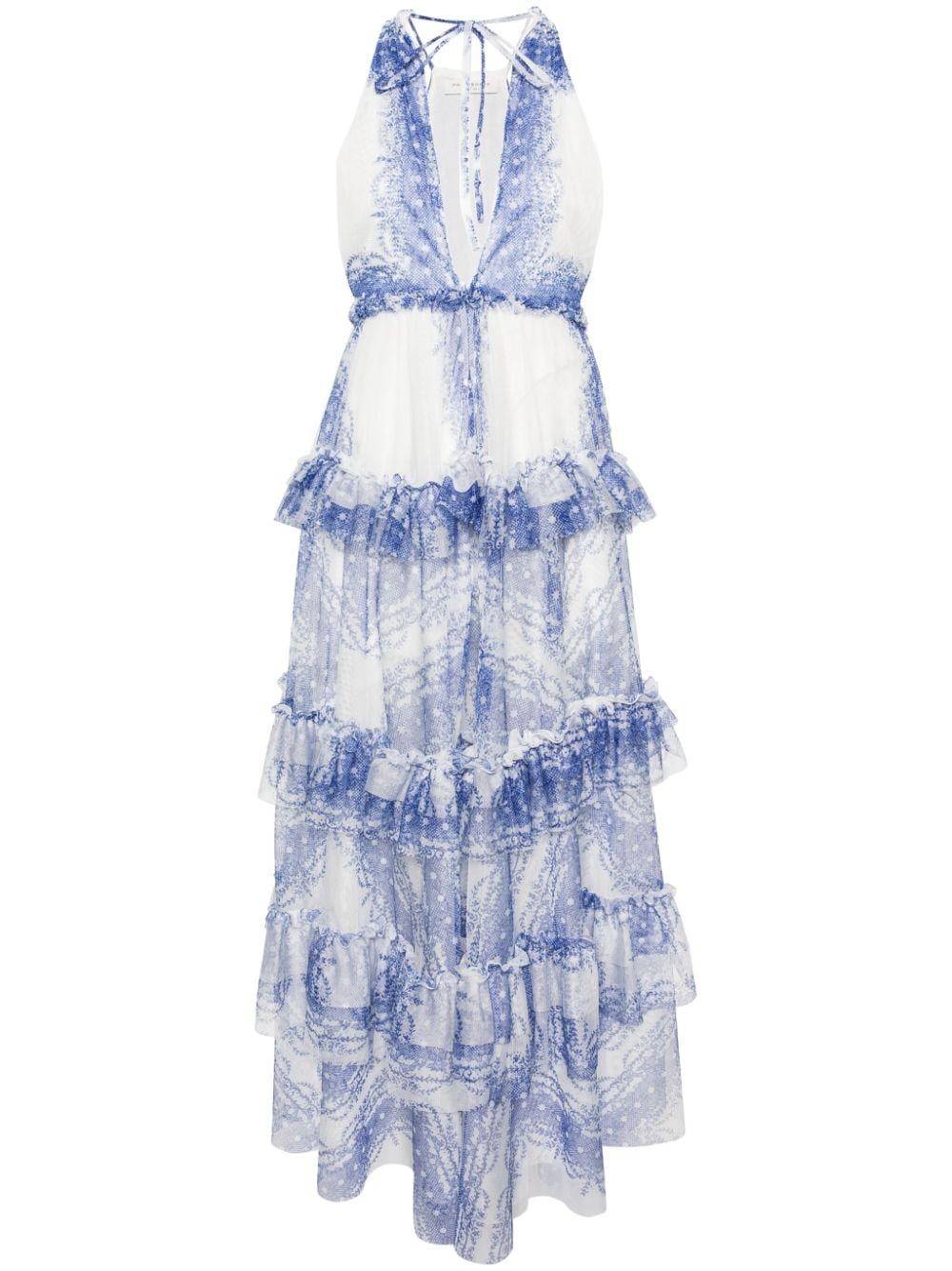 Abito lungo blu in tulle