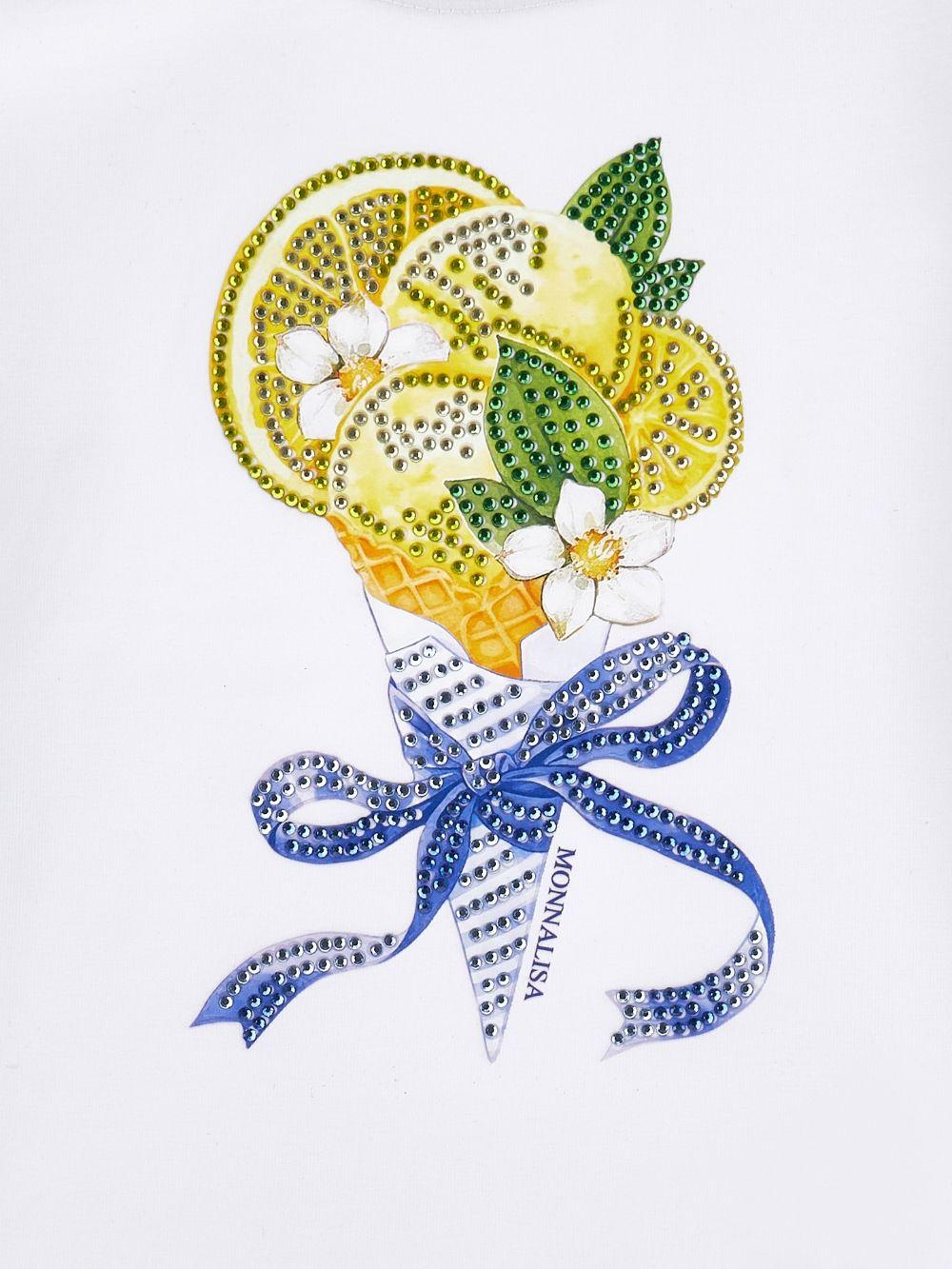 T-shirt con applicazione di limoni 19G6207032 0099 MONNALISA KIDS 