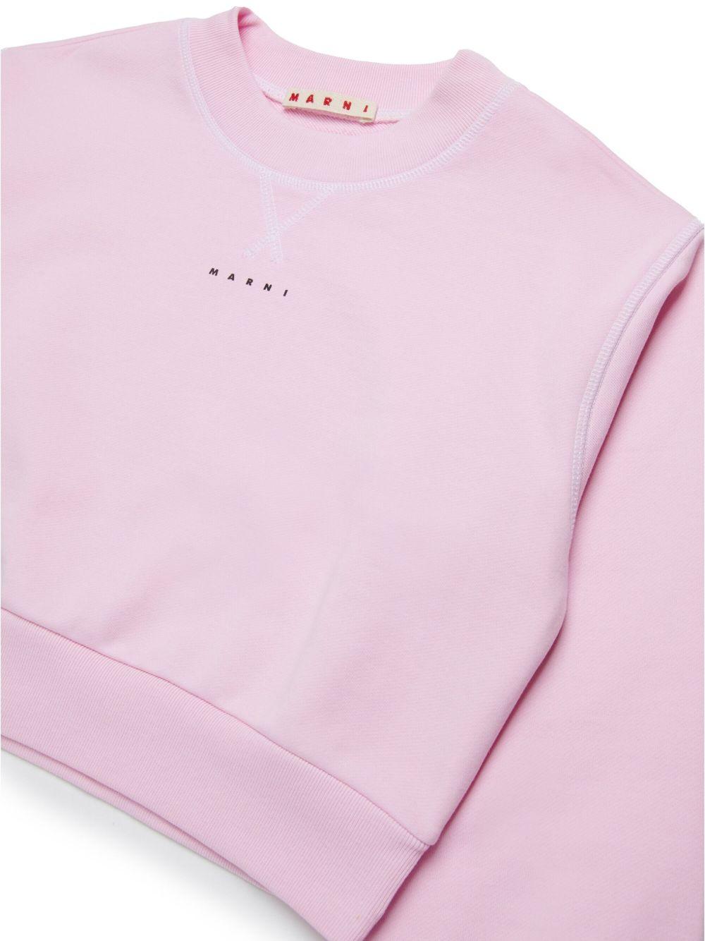 Felpa rosa crop mini logo petto