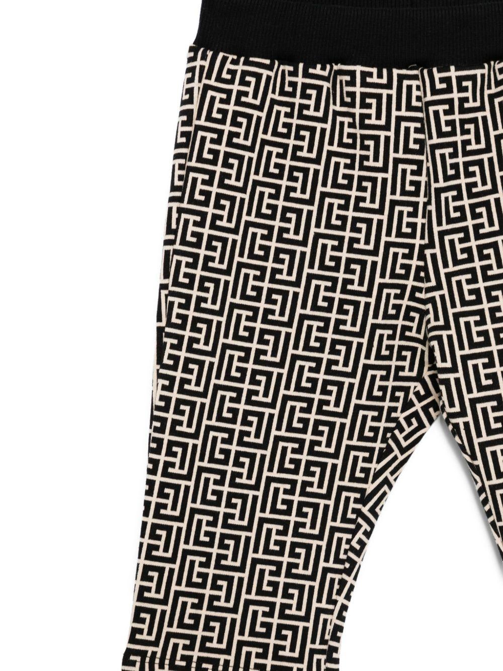 Pantaloni Beige con Monogramma e Vita Elasticizzata BX6510Z2411 106NE BALMAIN KIDS 