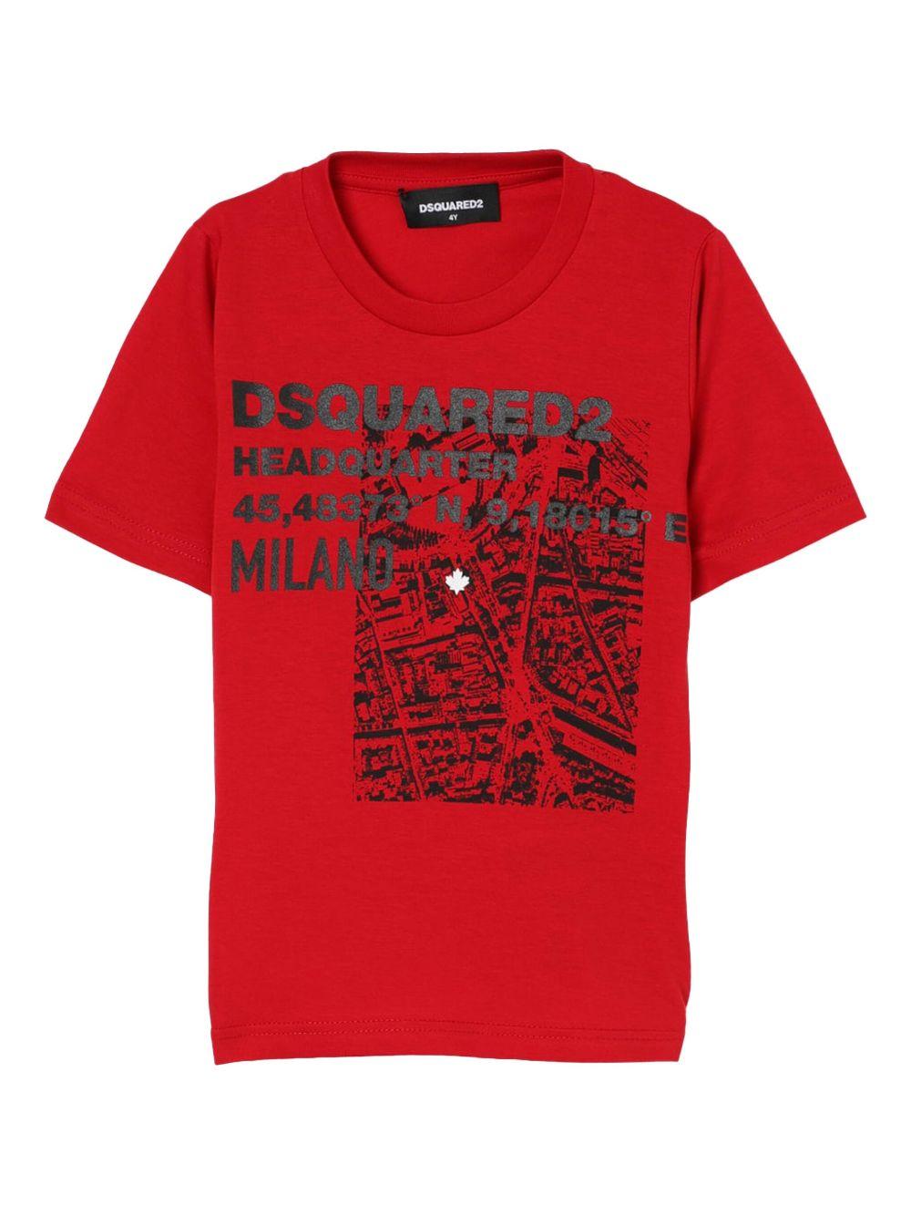 T-shirt rossa stampa frontale Milano