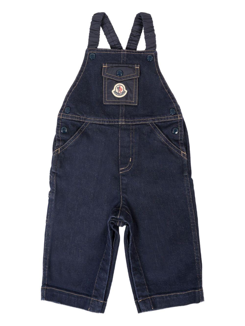 Salopette in Denim con Spalline Incrociate K29512G000045974Q 791 MONCLER KIDS 
