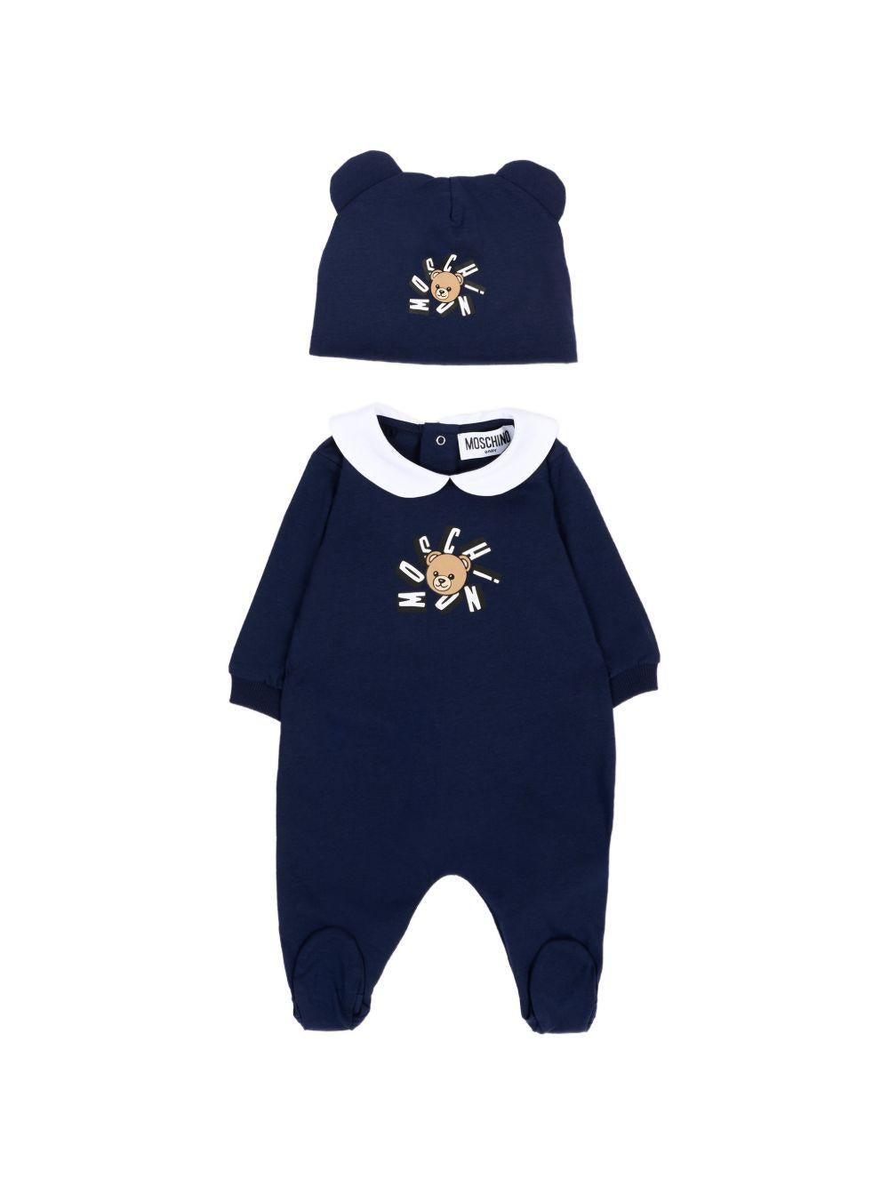 Tutina in cotone con cappellino MUY094LAA02# 40016 MOSCHINO KIDS 