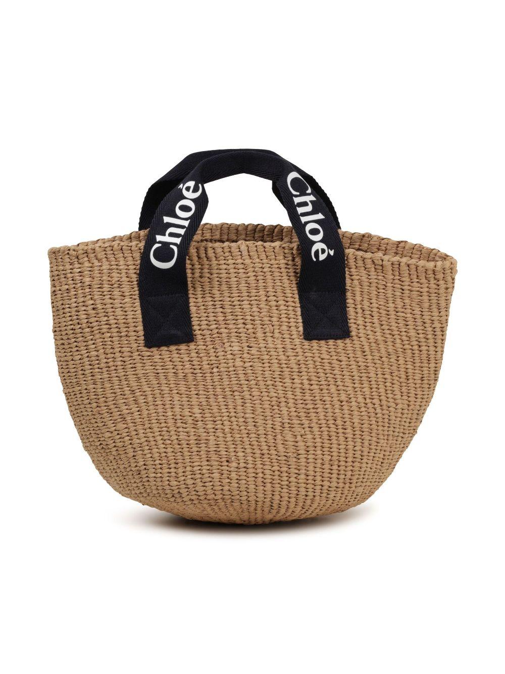 Borsa in rafia manico logato