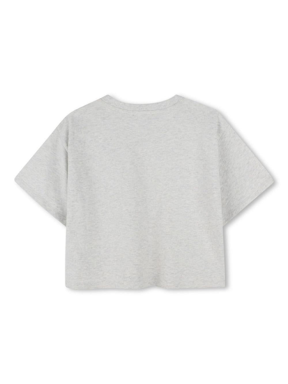 T-shirt crop grigia logo petto