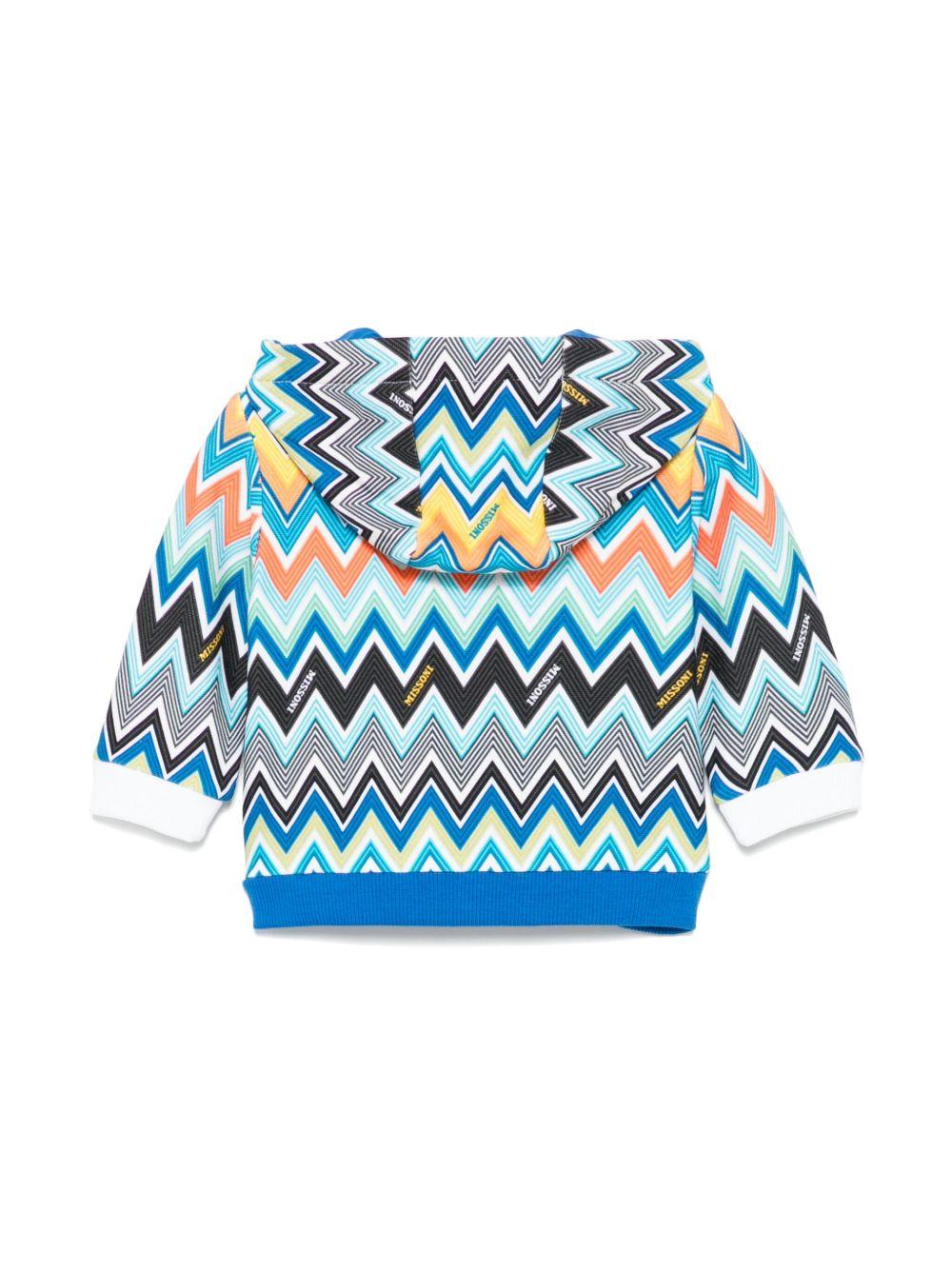 Felpa blu con zip fantasia chevron neonato