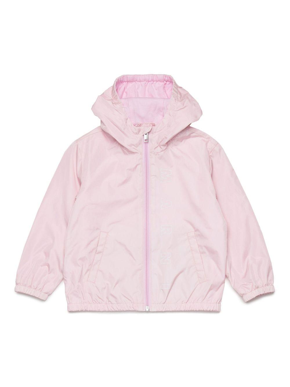 Giubbino a vento rosa logo verticale neonata