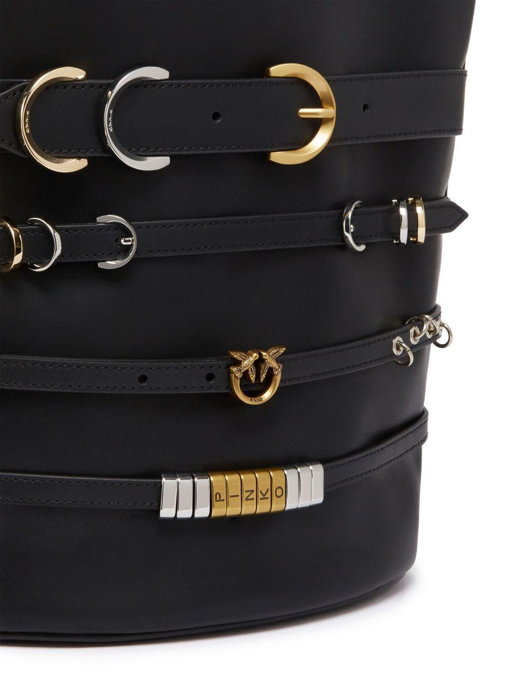 Borsa Secchiello belts nera
