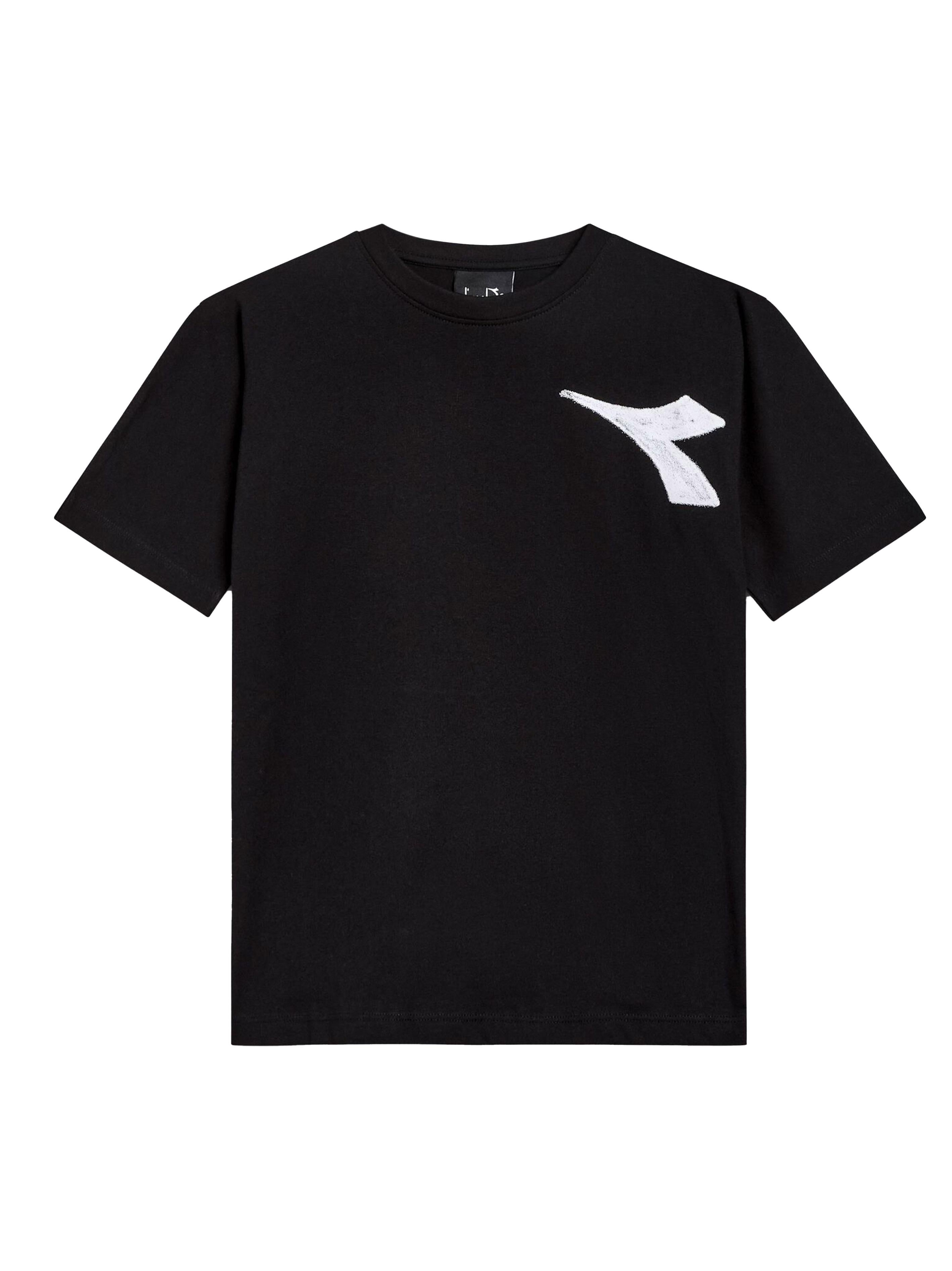 T-shirt nera logo graffito retro