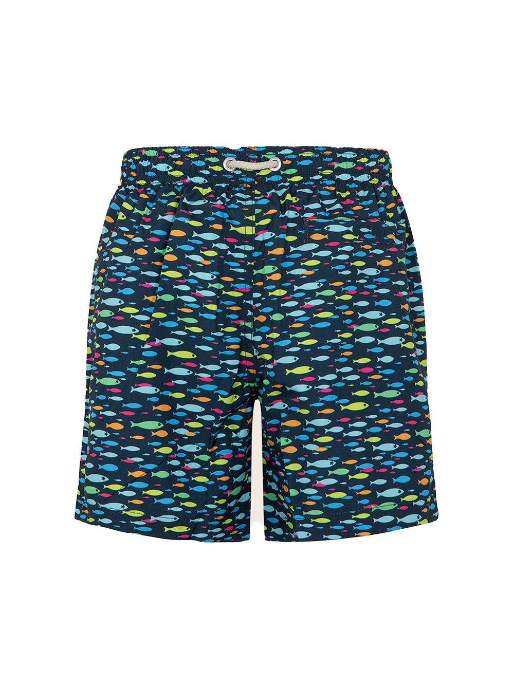 Costume boxer blu con fantasia pesciolino multicolor neonato