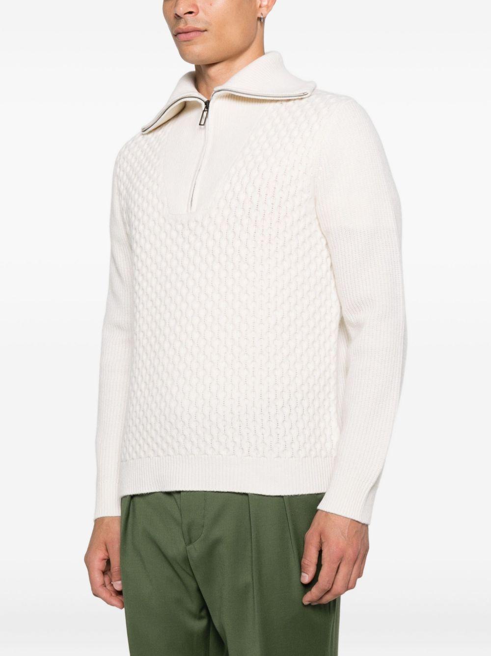 Maglione panna a intreccio con collo alto A067F004 1102 PAOLO PECORA 