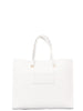 Tote grande in rafia jacquard avorio