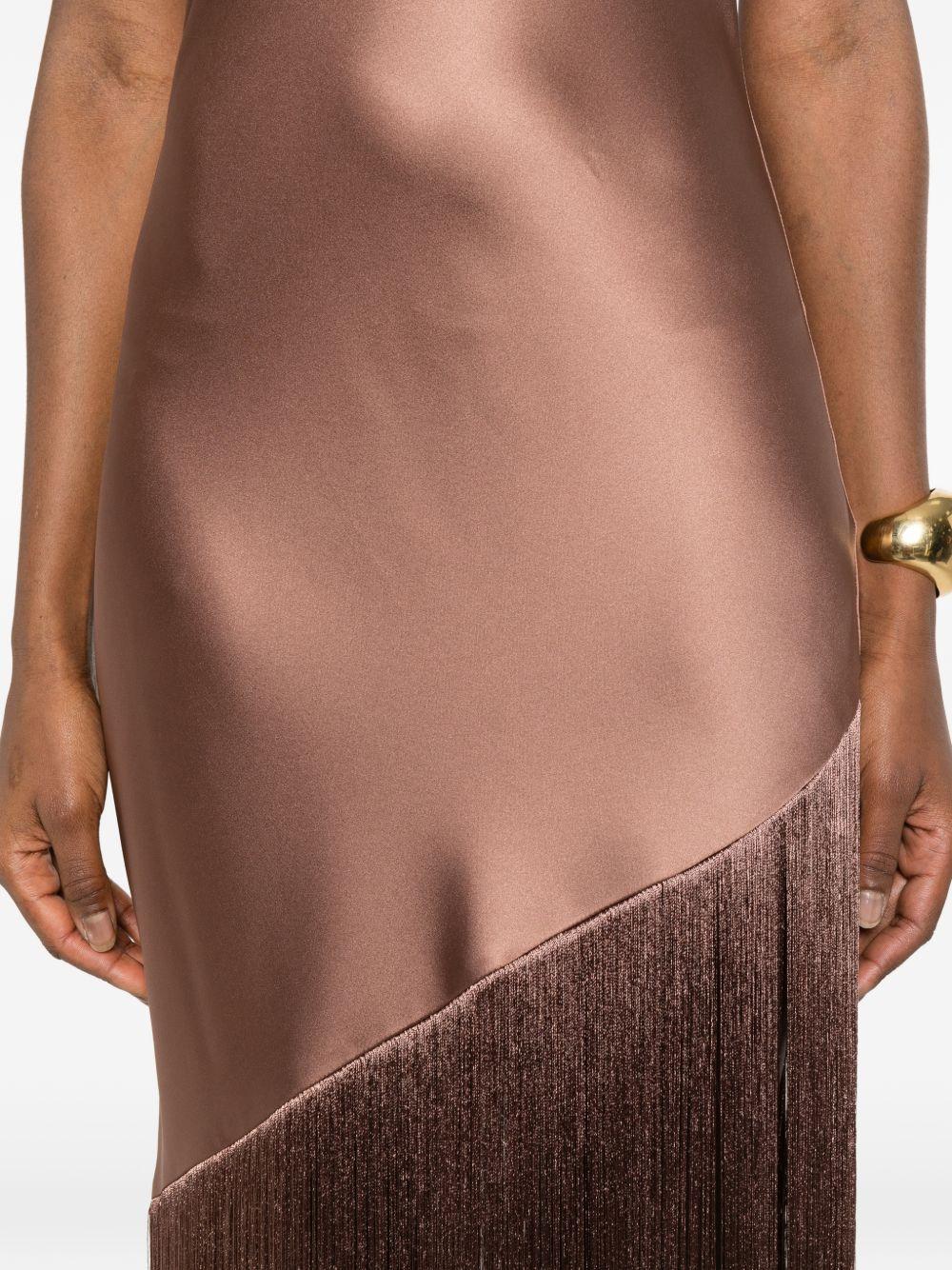 Abito monospalla con frange 106352A33D L50 PINKO 