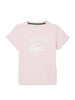 T-shirt rosa con stampa frontale logo
