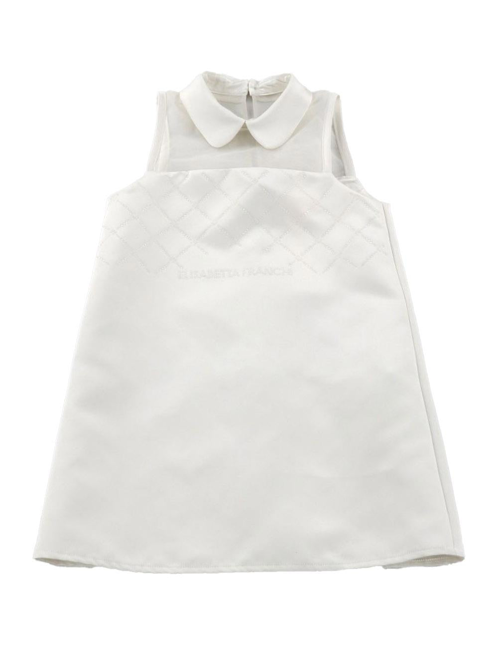 Abito panna logo strass finish satin EFAB6180RA016 0000 ELISABETTA FRANCHI KIDS 