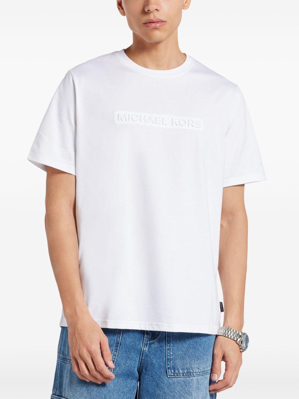 T-shirt bianca logo rilievo