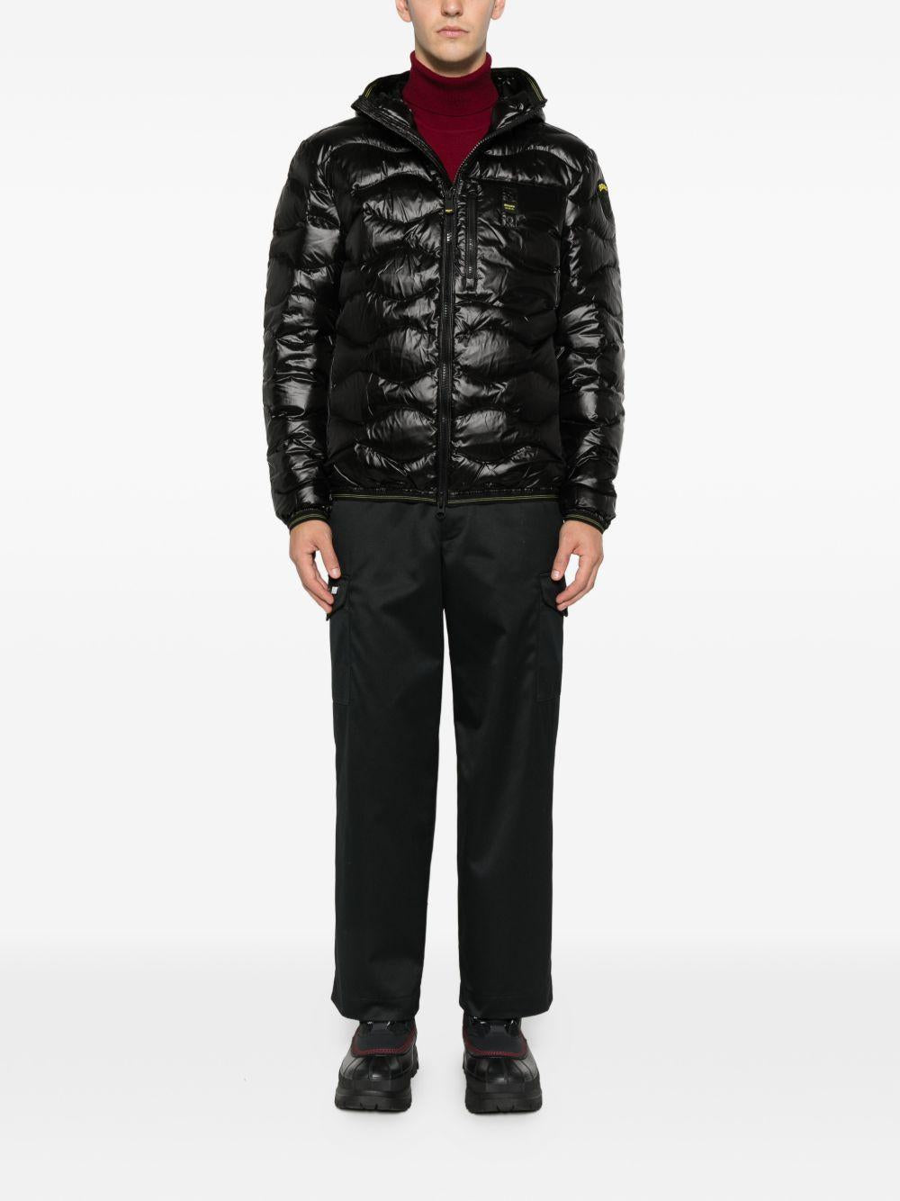 Giacca trapuntata nera con cappuccio 25WVLUC03074006355 999 BLAUER 