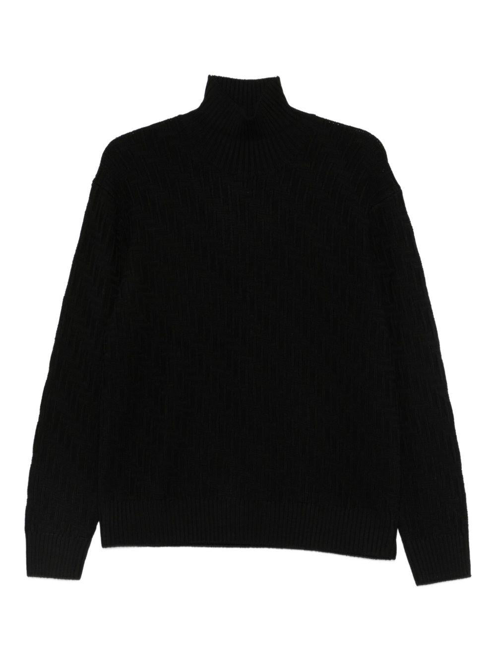 Maglione nero a collo alto in lana merino A031F009 9000 PAOLO PECORA 